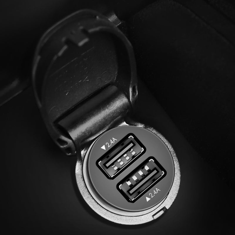 AUKEY Flush-Fit Dual USB-A 24W Car Charger (Black)