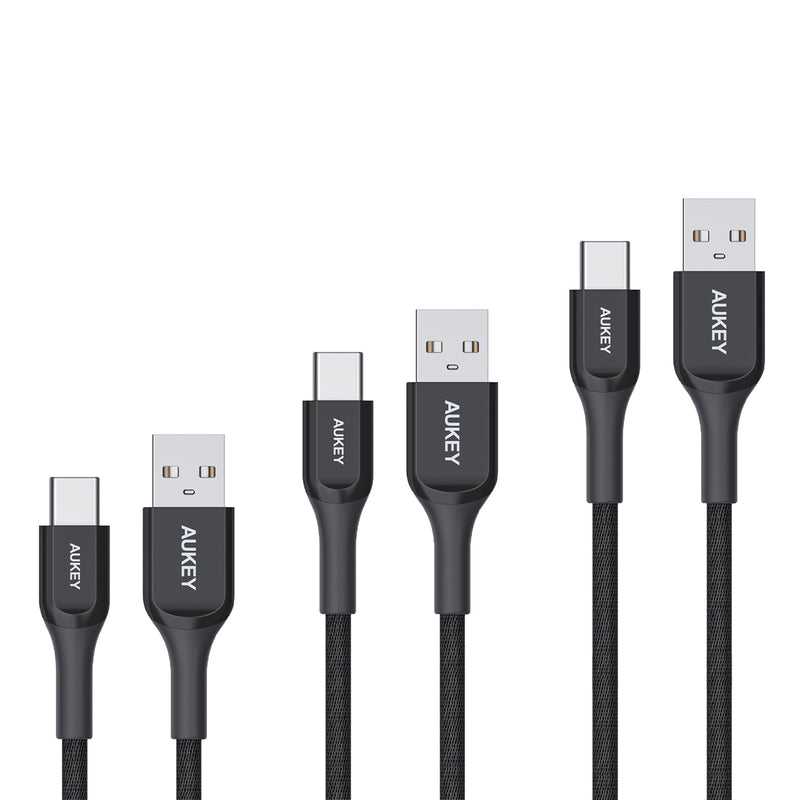 3PC Of AUKEY USB-A to USB-C Charging and Data Cable Bundle