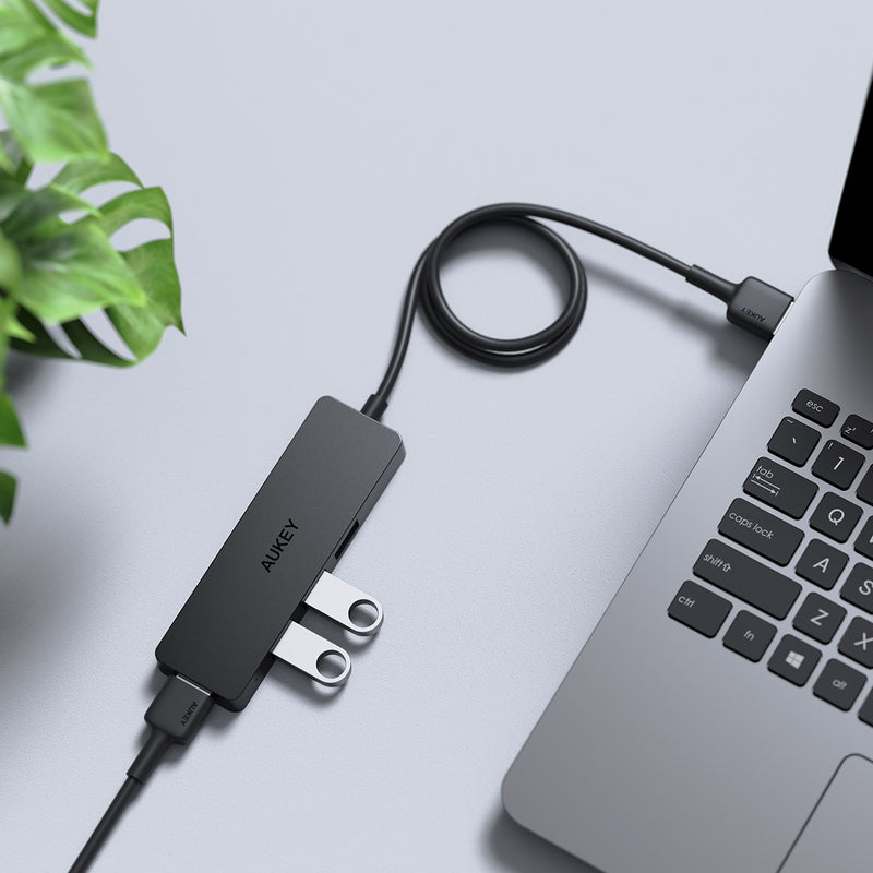 AUKEY Unity Slim Series 4-in-1 USB-A Hub (Black)