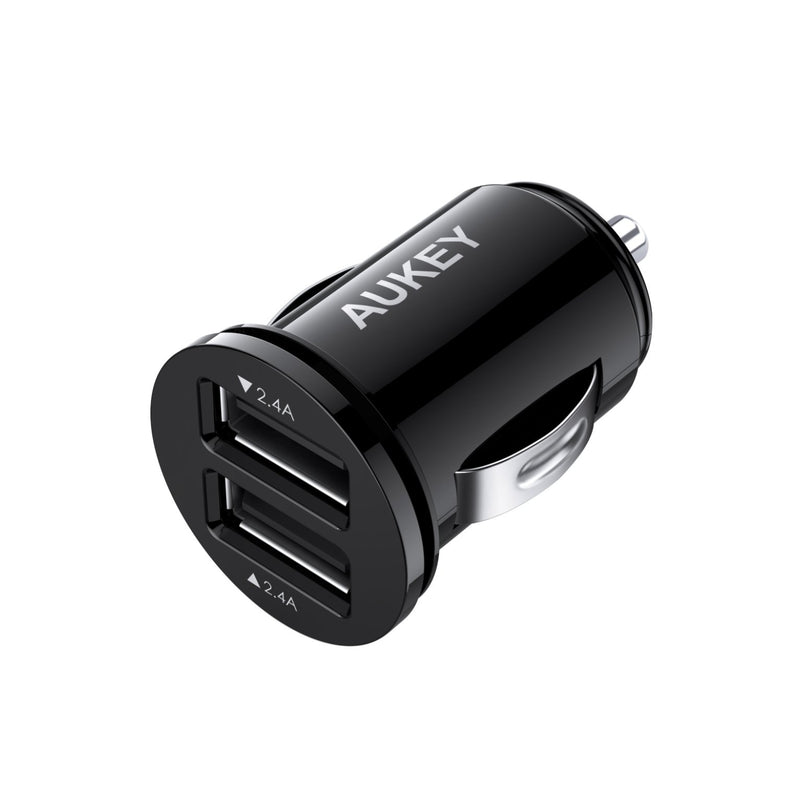AUKEY Flush-Fit Dual USB-A 24W Car Charger (Black)