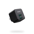 AUKEY Ultra Compact Dual USB-A Wall Charger (Black)